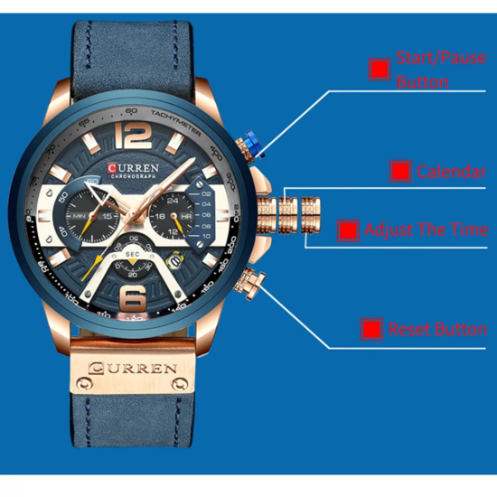 Reloj Marca Curren Azul Cronógrafo Deportivo CR001 - Image 2